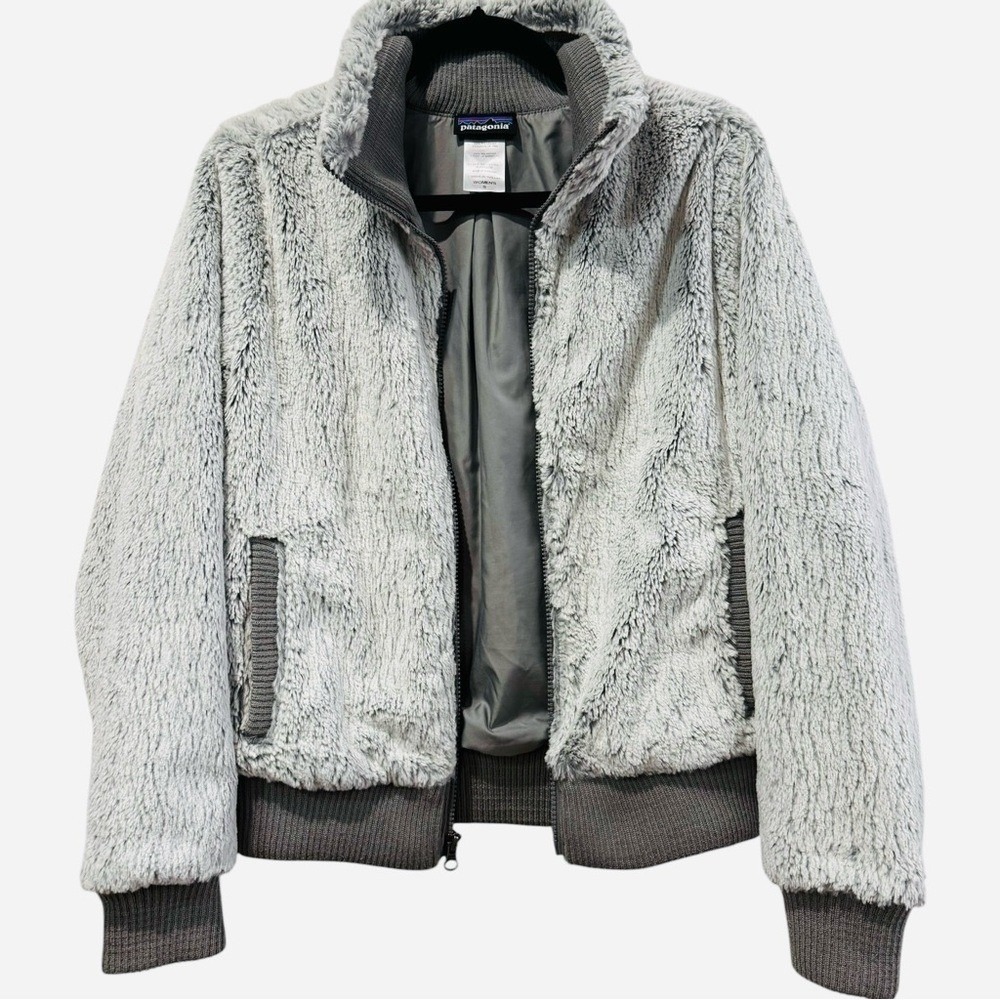 Patagonia Conejo Funnel Neck Fuzzy Fleece Bomber Jacket / Size Small - Picture 4 of 5